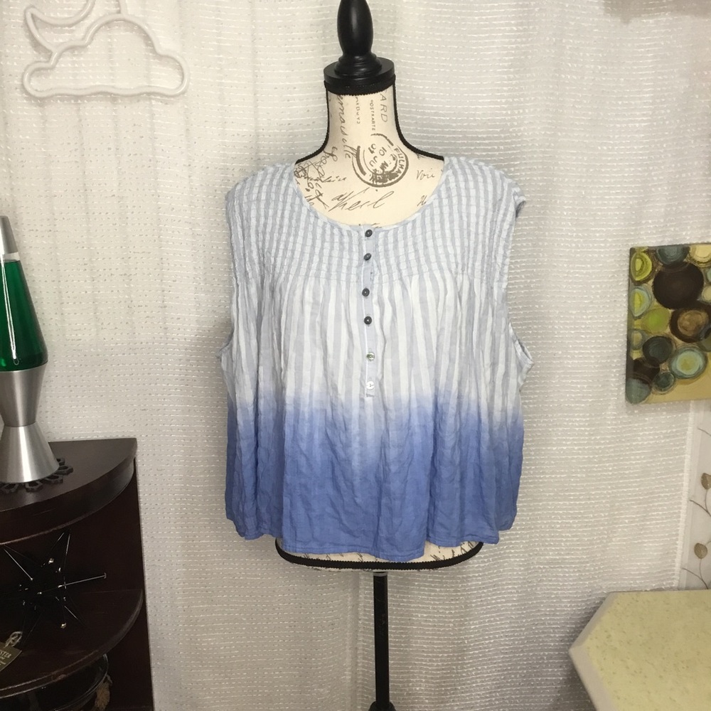 Free People Chambray Ombré Oversize Tank Top NEW!